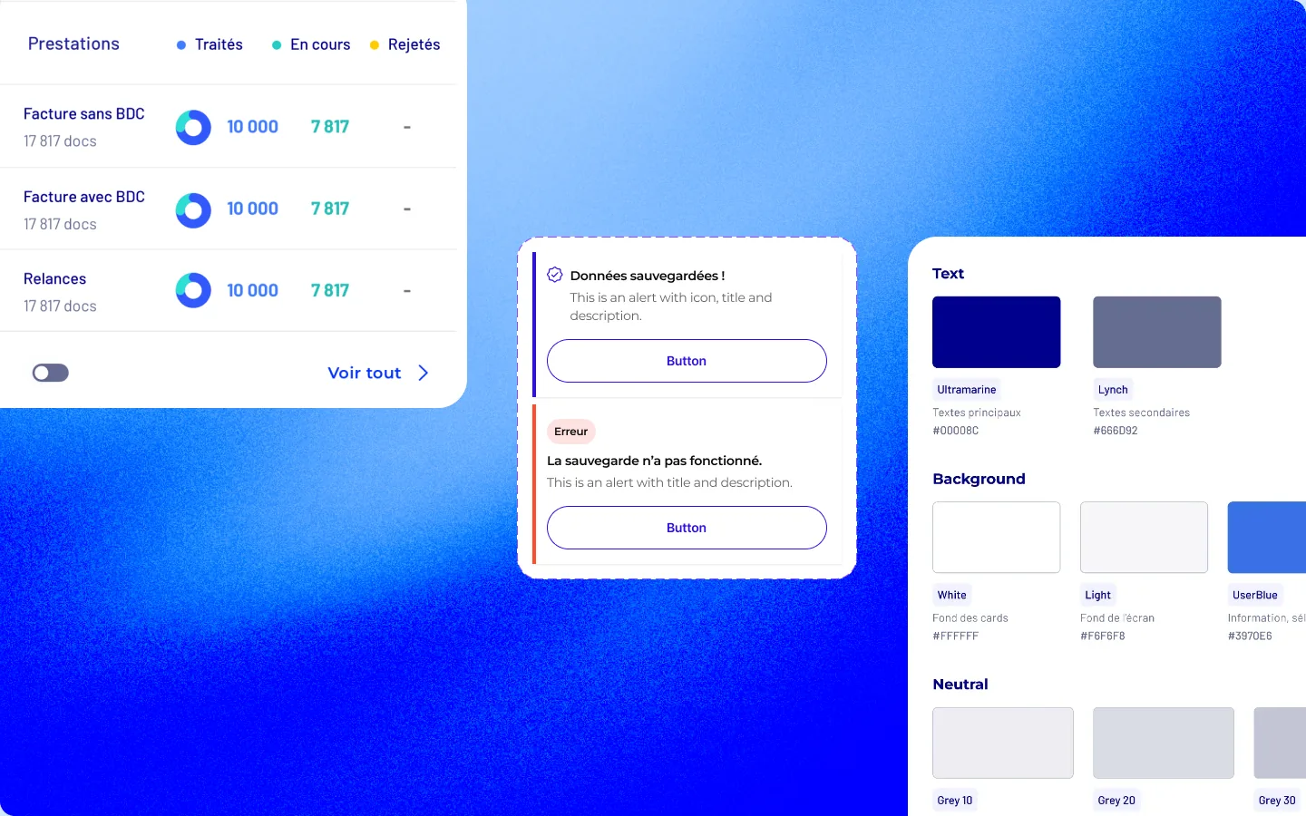 Cobalt : couleurs, alertes et widgets de données