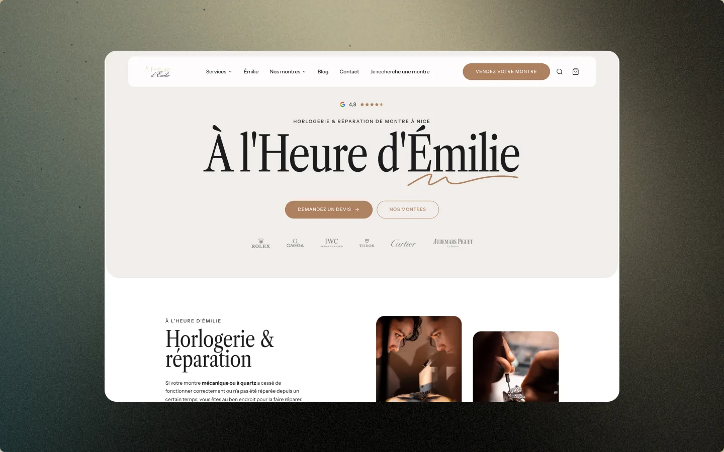 Page d’accueil d’À l’Heure d’Émilie