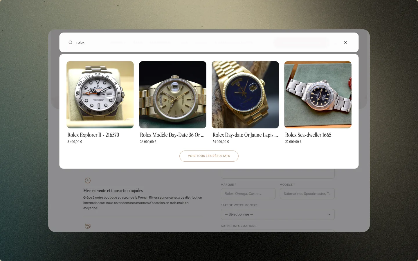 Recherche instantanée sur « rolex »