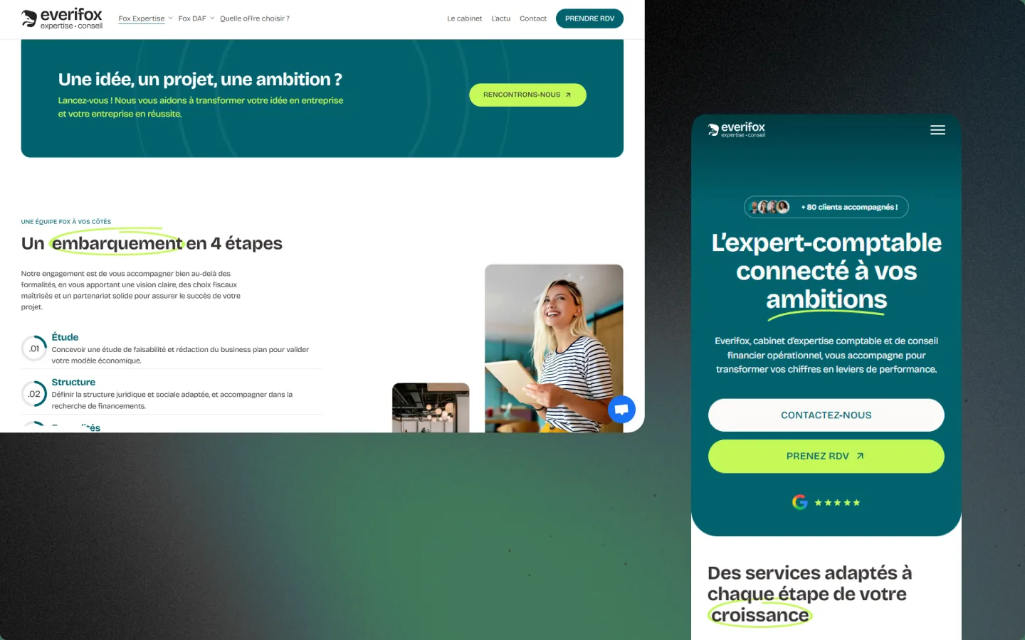 Étapes numérotées et page d’accueil sur mobile